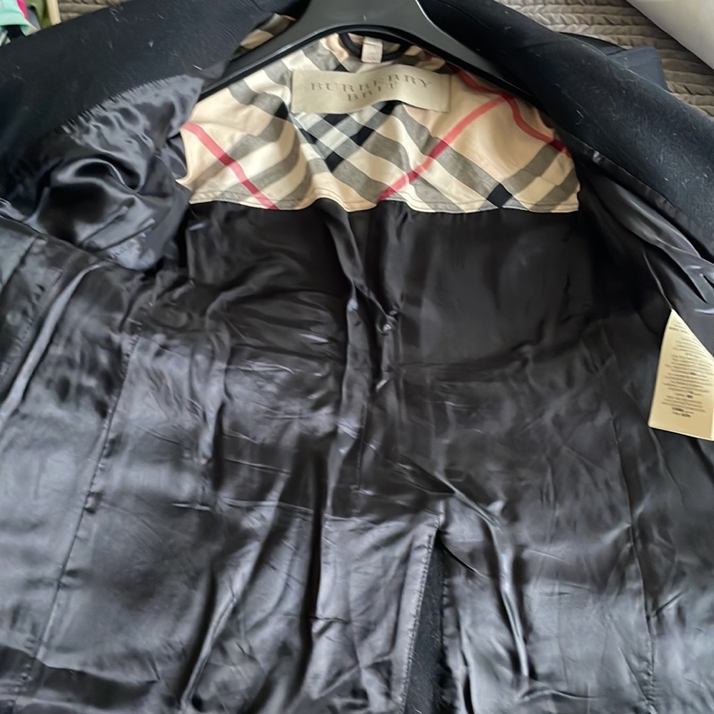 Burberry Brit Tumble Bridge wool blend black pea coat, size 2 - Picture 10 of 11